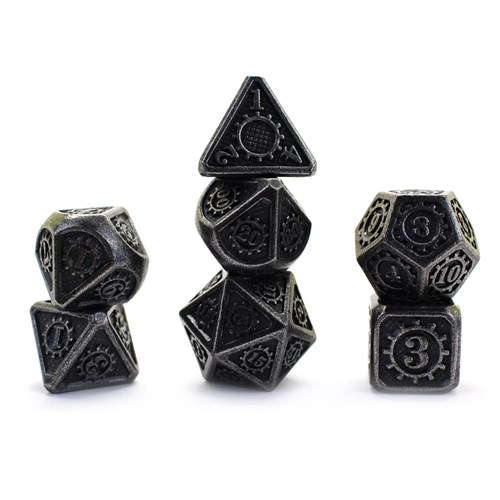 7-Piece Metal RPG Dice Set — Dark-Nickel Mechanism - photo 29748