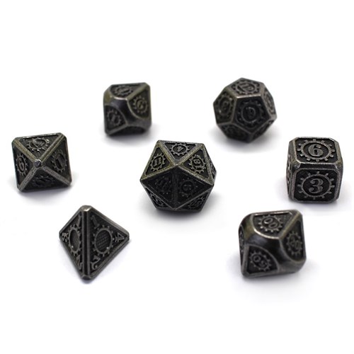 7-Piece Metal RPG Dice Set — Dark-Nickel Mechanism - photo 29750