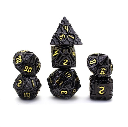 7-Piece Metal RPG Dice Set — Patterned Black Gold - photo 29759