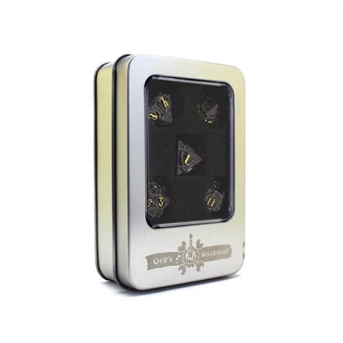 7-Piece Metal RPG Dice Set — Patterned Black Gold - photo 29763