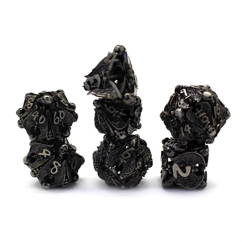 7-Piece Metal RPG Dice Set — Silver Angelic Sword - photo 29773