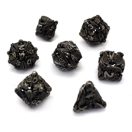 7-Piece Metal RPG Dice Set — Silver Angelic Sword - photo 29774