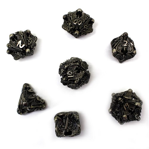 7-Piece Metal RPG Dice Set — Silver Angelic Sword - photo 29775