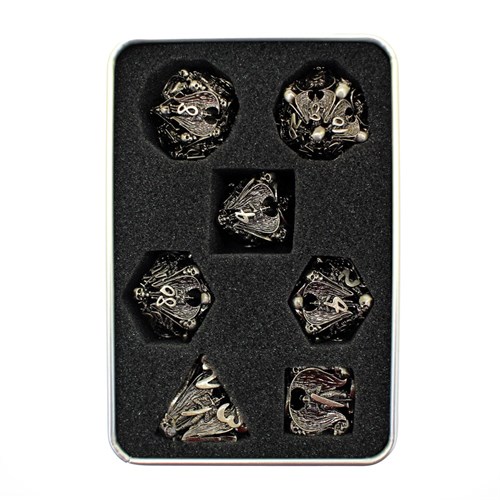 7-Piece Metal RPG Dice Set — Silver Angelic Sword - photo 29776