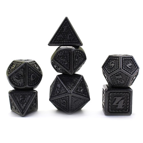 7-Piece Metal RPG Dice Set — Dragon Scale Nickel - photo 29783