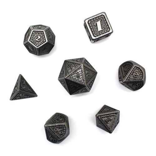 7-Piece Metal RPG Dice Set — Dragon Scale Nickel - photo 29785
