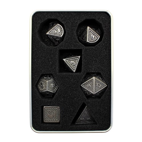 7-Piece Metal RPG Dice Set — Dragon Scale Nickel - photo 29786