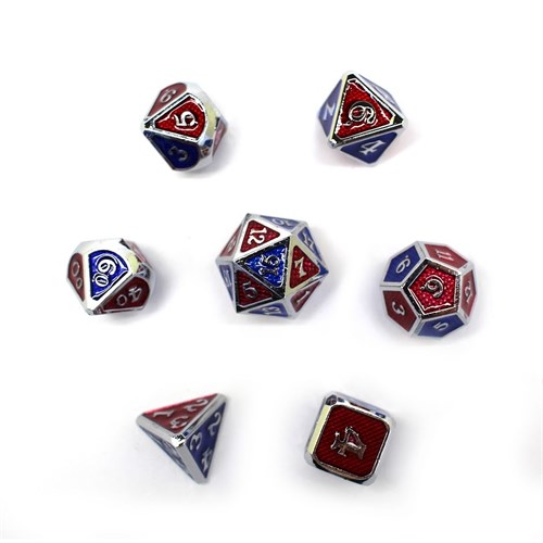 7-Piece Metal RPG Dice Set — Red-Blue Web - photo 29798