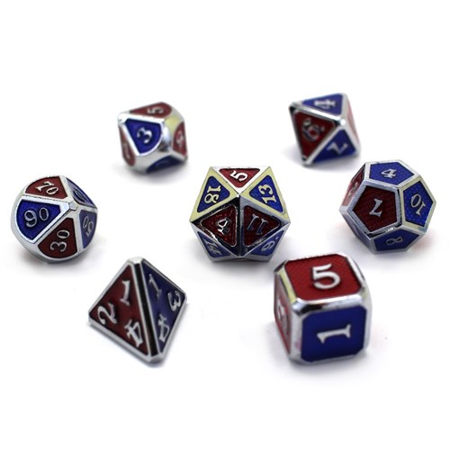 7-Piece Metal RPG Dice Set — Red-Blue Web - photo 29799