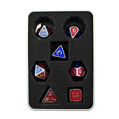 7-Piece Metal RPG Dice Set — Red-Blue Web - photo 29800