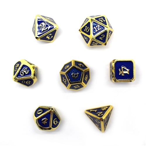 7-Piece Metal RPG Dice Set — Sapphire-Gold Web - photo 29813