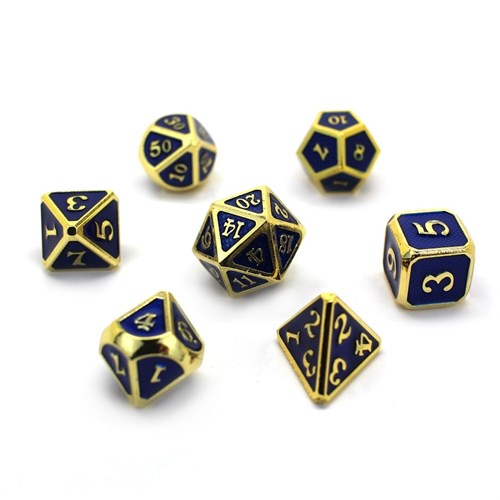 7-Piece Metal RPG Dice Set — Sapphire-Gold Web - photo 29814