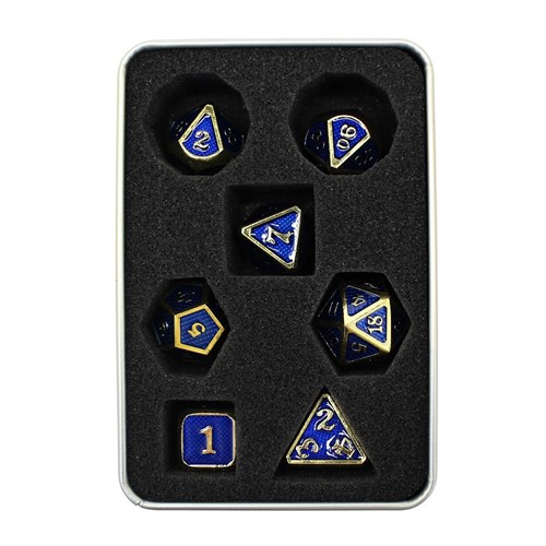 7-Piece Metal RPG Dice Set — Sapphire-Gold Web - photo 29815