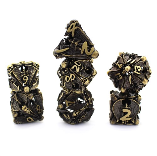 7-Piece Metal RPG Dice Set — Dark-Bronze Angelic Sword - photo 29817