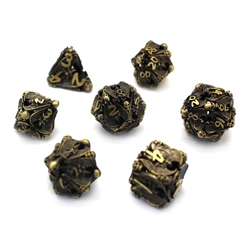 7-Piece Metal RPG Dice Set — Dark-Bronze Angelic Sword - photo 29818