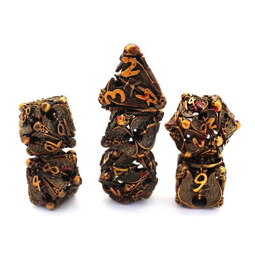 7-Piece Metal RPG Dice Set — Dark-Gold Angelic Sword - photo 29827