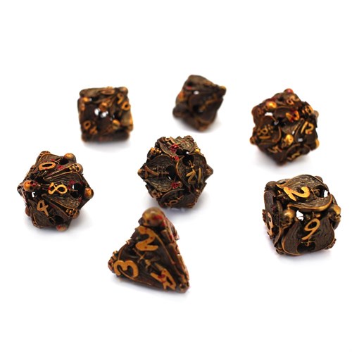 7-Piece Metal RPG Dice Set — Dark-Gold Angelic Sword - photo 29828