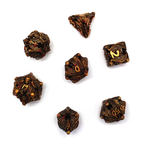 7-Piece Metal RPG Dice Set — Dark-Gold Angelic Sword - photo 29829