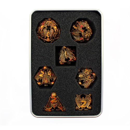 7-Piece Metal RPG Dice Set — Dark-Gold Angelic Sword - photo 29830
