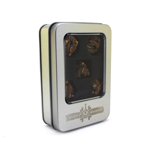 7-Piece Metal RPG Dice Set — Dark-Gold Angelic Sword - photo 29831