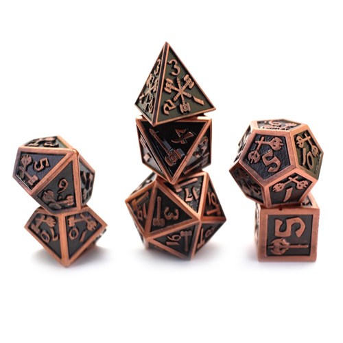 7-Piece Metal RPG Dice Set — Forge Ancient Nickel - photo 29832