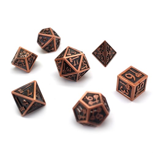 7-Piece Metal RPG Dice Set — Forge Ancient Nickel - photo 29833