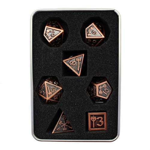 7-Piece Metal RPG Dice Set — Forge Ancient Nickel - photo 29835