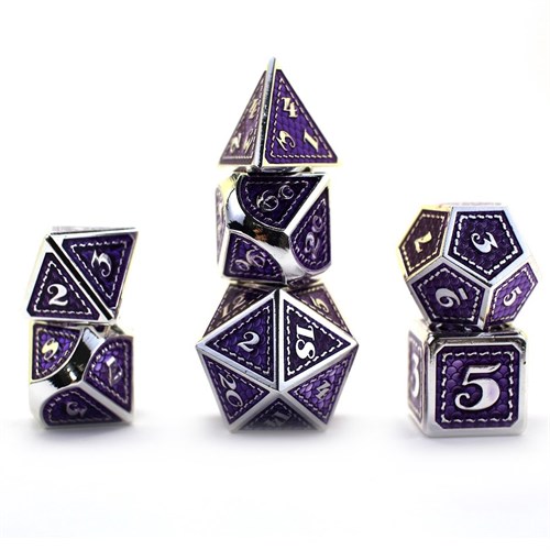 7-Piece Metal RPG Dice Set — Dragon Scale Purple - photo 29837