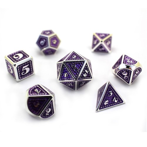 7-Piece Metal RPG Dice Set — Dragon Scale Purple - photo 29838