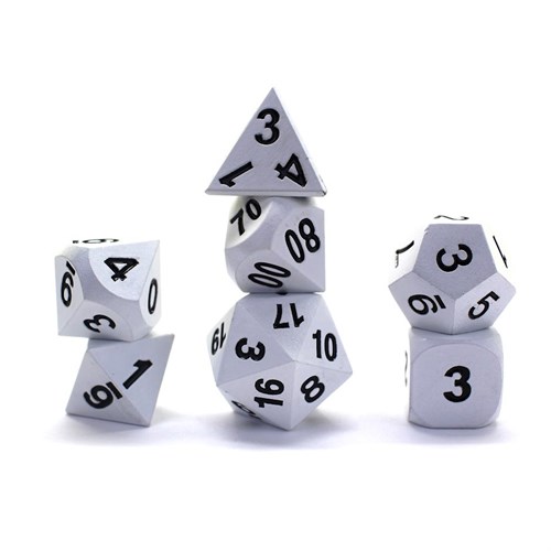 7-Piece Metal RPG Dice Set — Gloss Metallic Metallic White - photo 29848