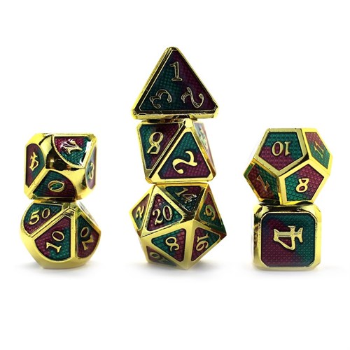 7-Piece Metal RPG Dice Set — Green Web - photo 29849