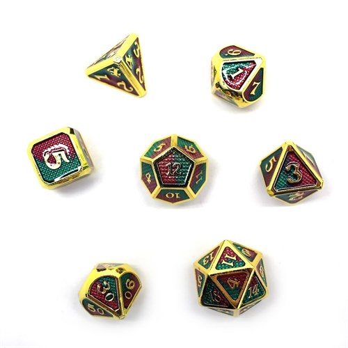 7-Piece Metal RPG Dice Set — Green Web - photo 29850