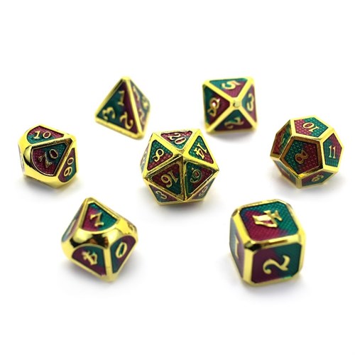 7-Piece Metal RPG Dice Set — Green Web - photo 29851