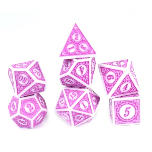 7-Piece RPG Dice Set — Gaming Pink-White - photo 29864