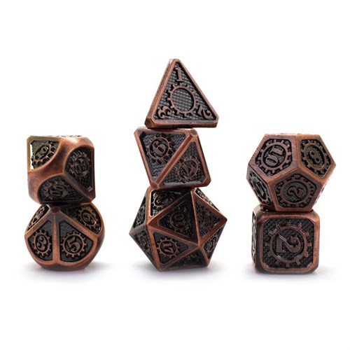7-Piece Metal RPG Dice Set — Dark-Copper Mechanism - photo 29867