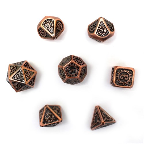 7-Piece Metal RPG Dice Set — Dark-Copper Mechanism - photo 29868