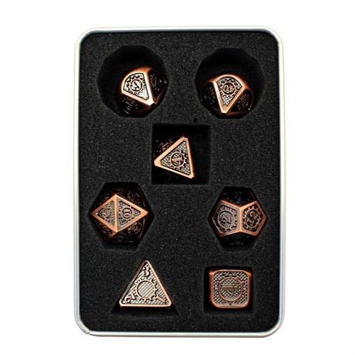 7-Piece Metal RPG Dice Set — Dark-Copper Mechanism - photo 29870