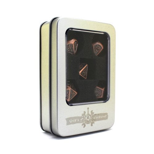 7-Piece Metal RPG Dice Set — Dark-Copper Mechanism - photo 29871