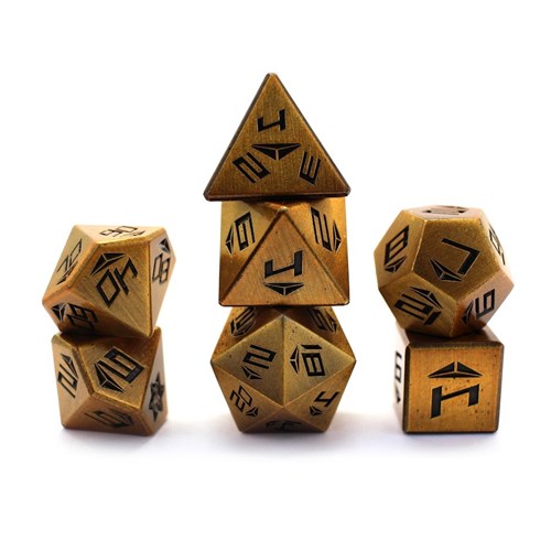 7-Piece Metal RPG Dice Set — Hexagram Bronze - photo 29880