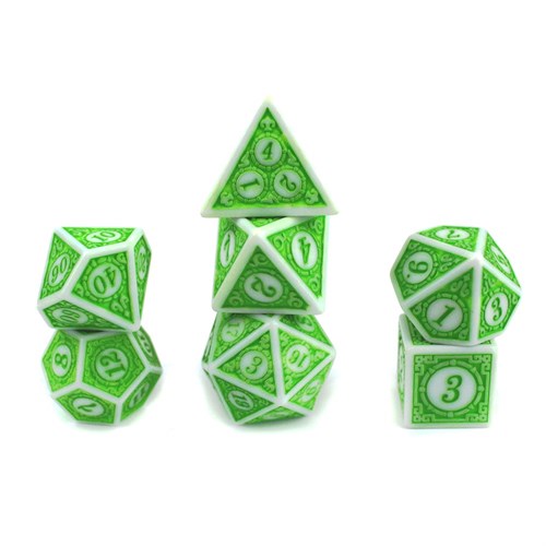 7-Piece RPG Dice Set — Gaming Green-White - photo 29886