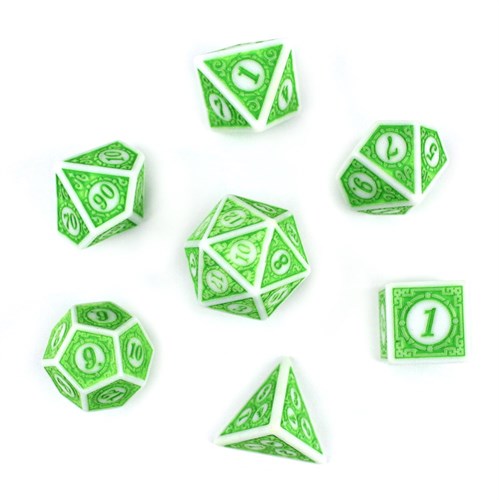7-Piece RPG Dice Set — Gaming Green-White - photo 29887