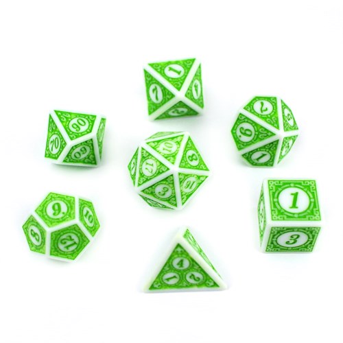7-Piece RPG Dice Set — Gaming Green-White - photo 29888