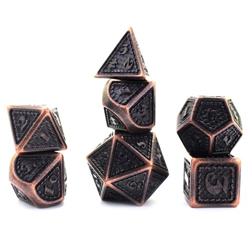 7-Piece Metal RPG Dice Set — Dragon Scale Copper - photo 29890