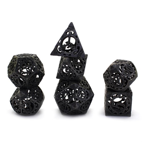 7-Piece Metal RPG Dice Set — Nickel Gears - photo 29894