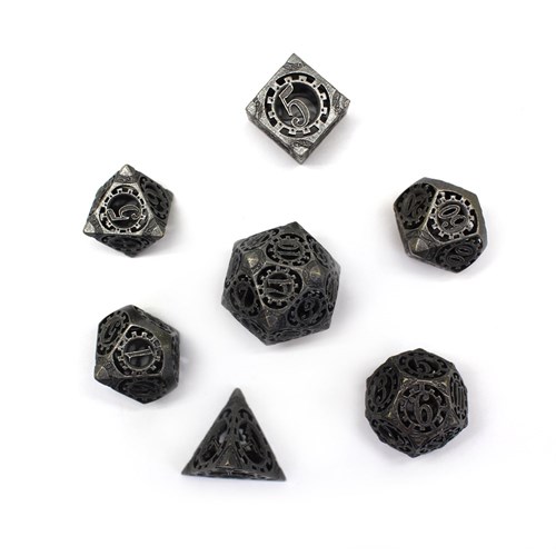 7-Piece Metal RPG Dice Set — Nickel Gears - photo 29896