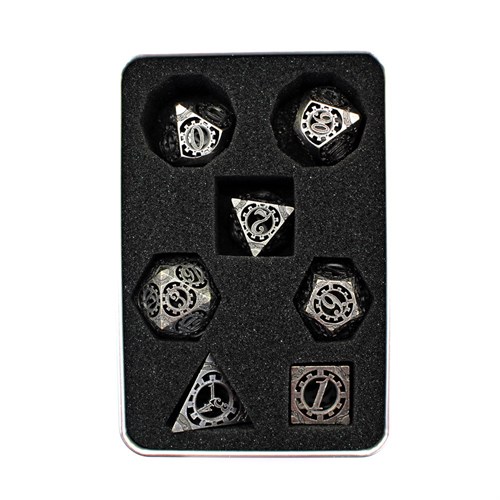 7-Piece Metal RPG Dice Set — Nickel Gears - photo 29897