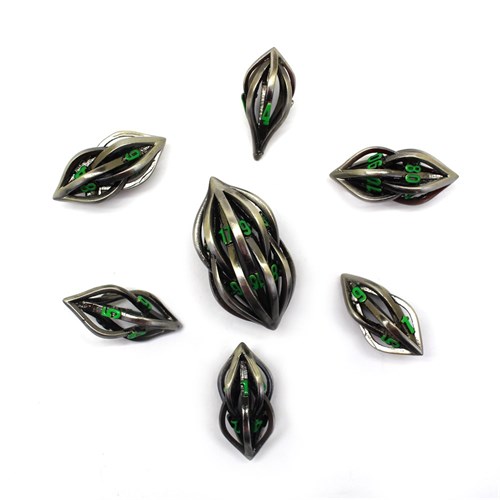 7-Piece Metal RPG Dice Set — Green Bullet - photo 29925