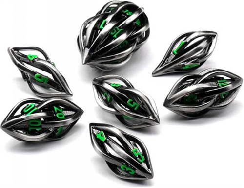 7-Piece Metal RPG Dice Set — Green Bullet - photo 29926