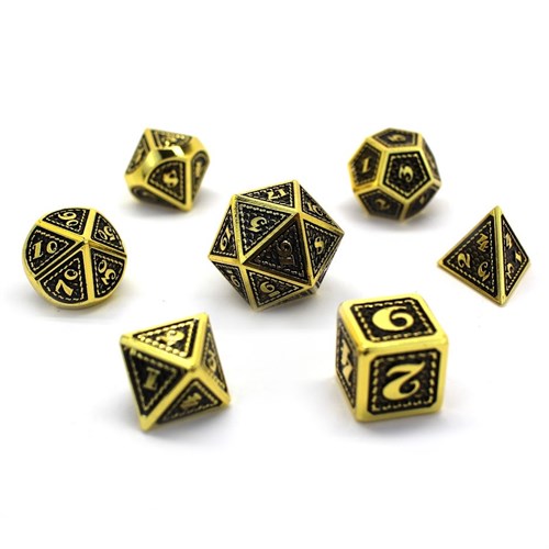 7-Piece Metal RPG Dice Set — Dragon Scale Faux Gold - photo 29930