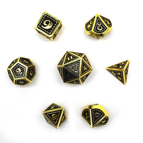 7-Piece Metal RPG Dice Set — Dragon Scale Faux Gold - photo 29931